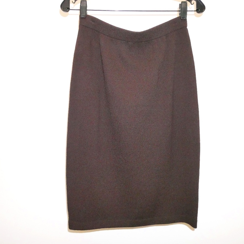 St John Collection, Knit Pencil Skirt, Chocolate Brown Size 6